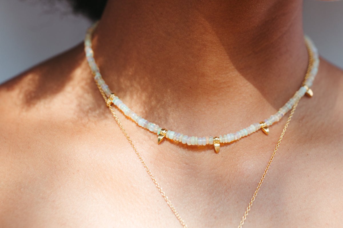 ethiopian opal and gold vermeil beaded necklace sierra winter