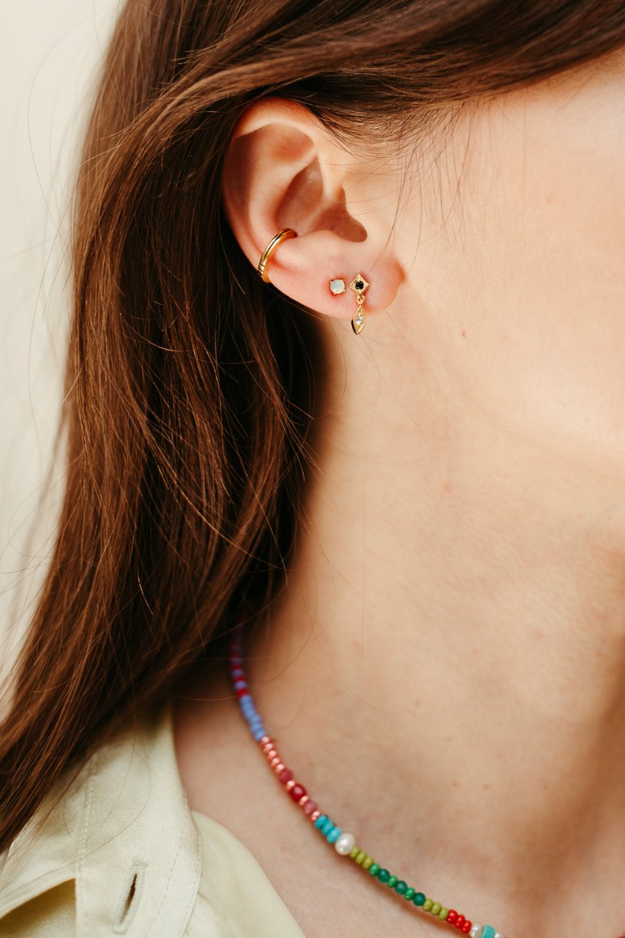 Sierra Winter Marquis gold vermeil white topaz dainty drop earrings