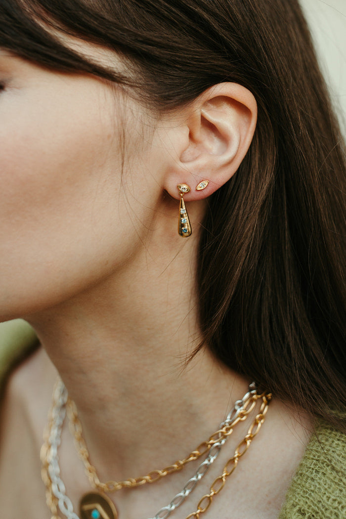 gold vermeil and ombre blue topaz drop earrings sierra winter