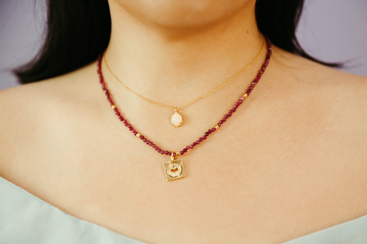 sierra winter liza ruby beaded chain necklace