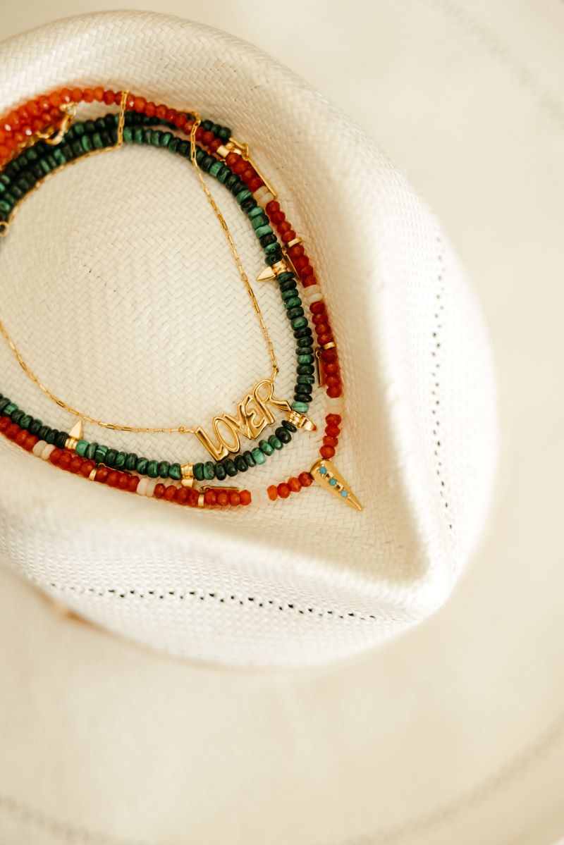 malachite and gold beaded green boa necklace sierra winter