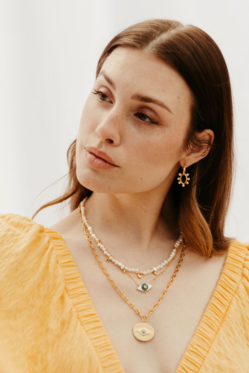 sierra winter chunky gold chain eve necklace with turquoise