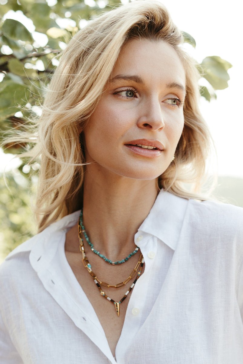 turquoise and sterling silver beaded paloma necklace sierra winter