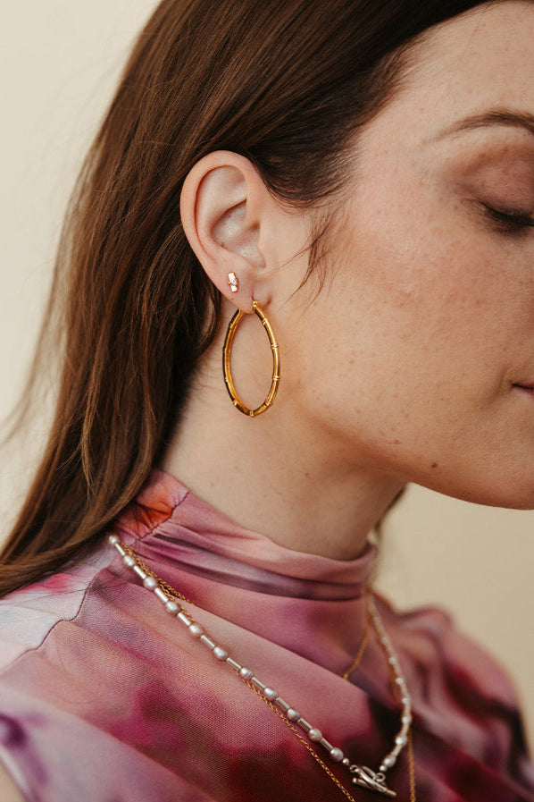 large textured gold vermeil muse hoop earrings sierra winter