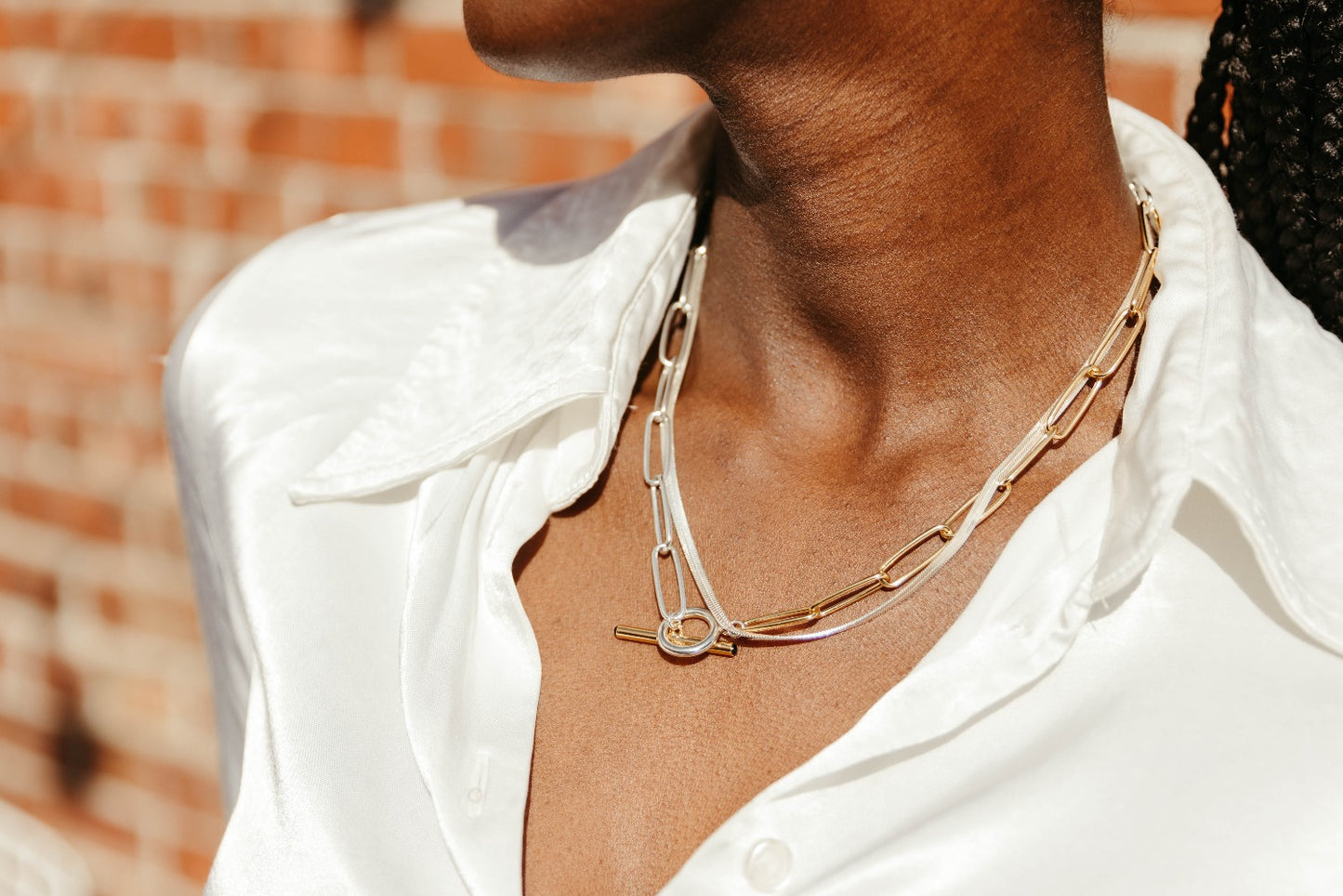Sierra Winter Gemini mixed metal toggle chain necklace