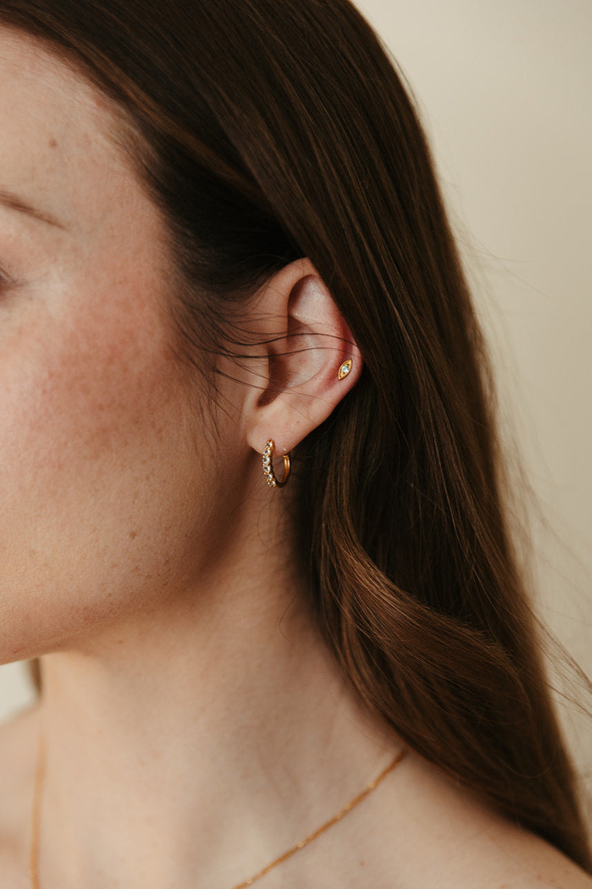 gold vermeil and aquamarine evil eye birthstone stud earrings