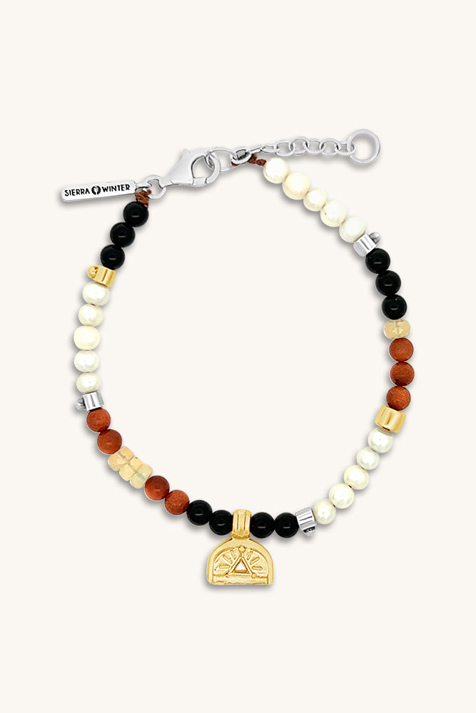 mixed metal pearl opal goldstone black beaded carpe diem bracelet sierra winter