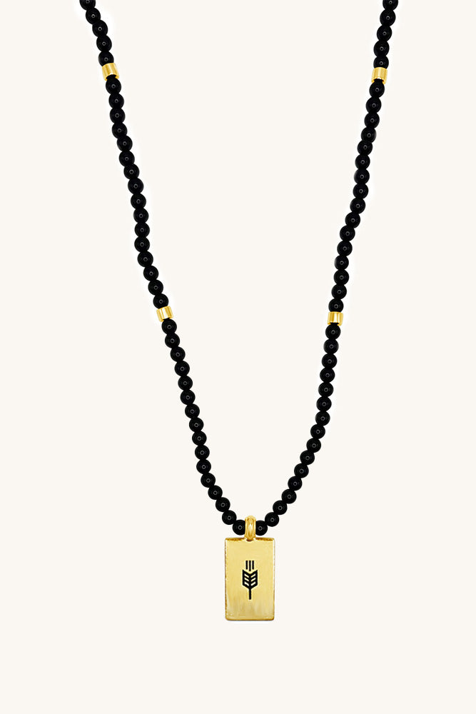 black agate and gold vermeil beaded Cheyenne Necklace