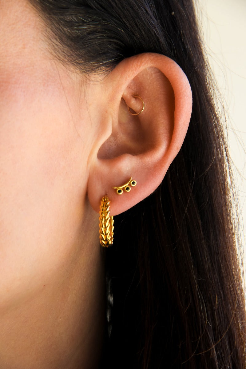 gold and black spinel curved stevie earrings sierra winter