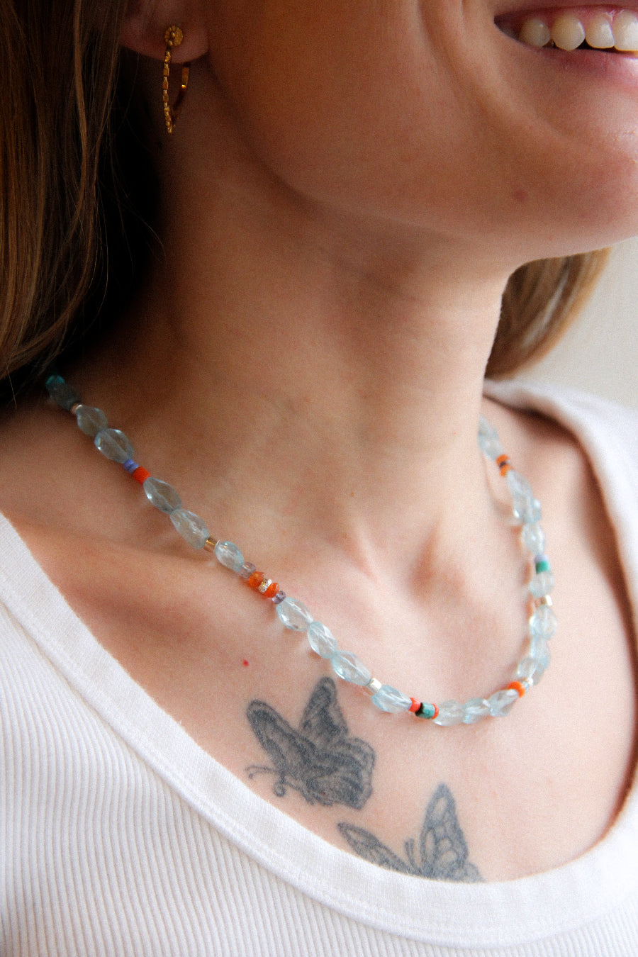 handmade blue topaz beaded funky fresh necklace sierra winter