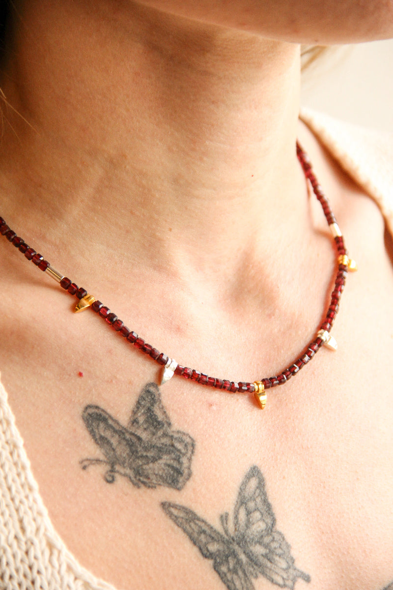 handmade beaded garnet florence necklace sierra winter