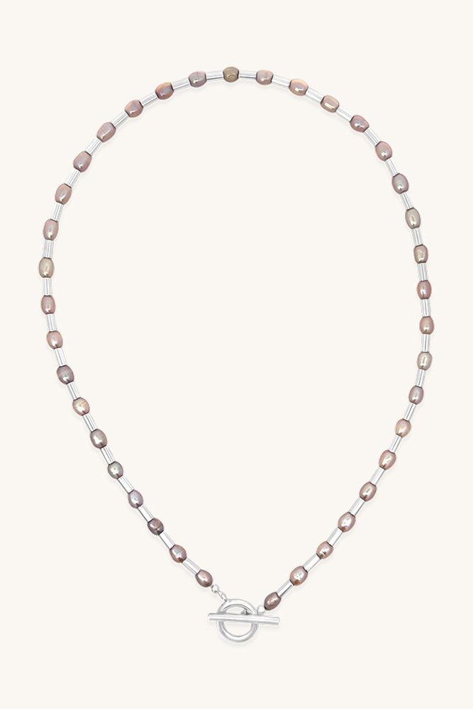 sterling silver and pink freshwater pearl beaded necklace with toggle sierra winter