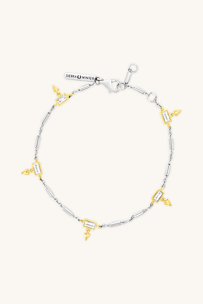 sterling silver gold vermeil and white topaz mixed metal chain bracelet sierra winter