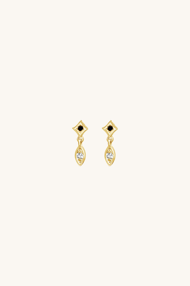 Sierra Winter Marquis gold vermeil white topaz dainty drop earrings
