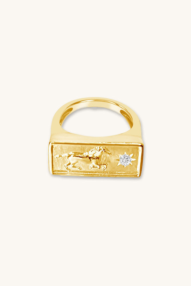 gold vermeil and white topaz statement ring Mustang Ring
