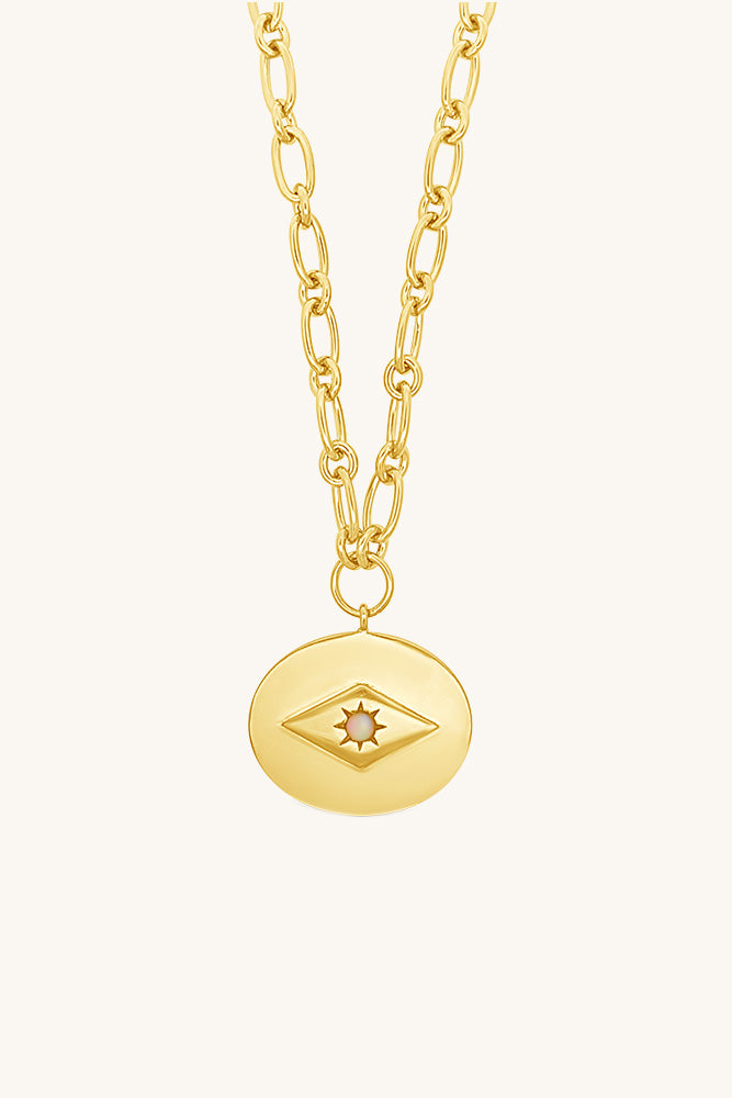 thick gold chain pendant necklace with opal sierra winter opal eve
