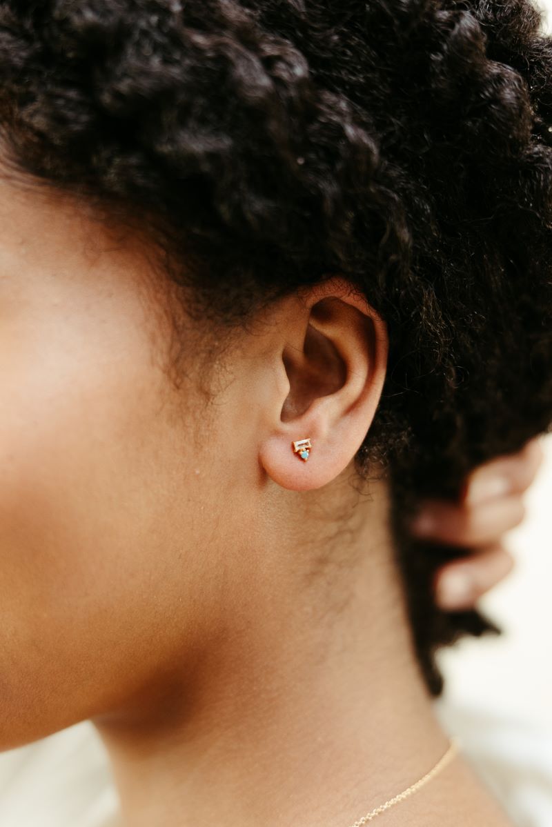 white topaz, gold and turquoise dainty isla stud earrings sierra winter