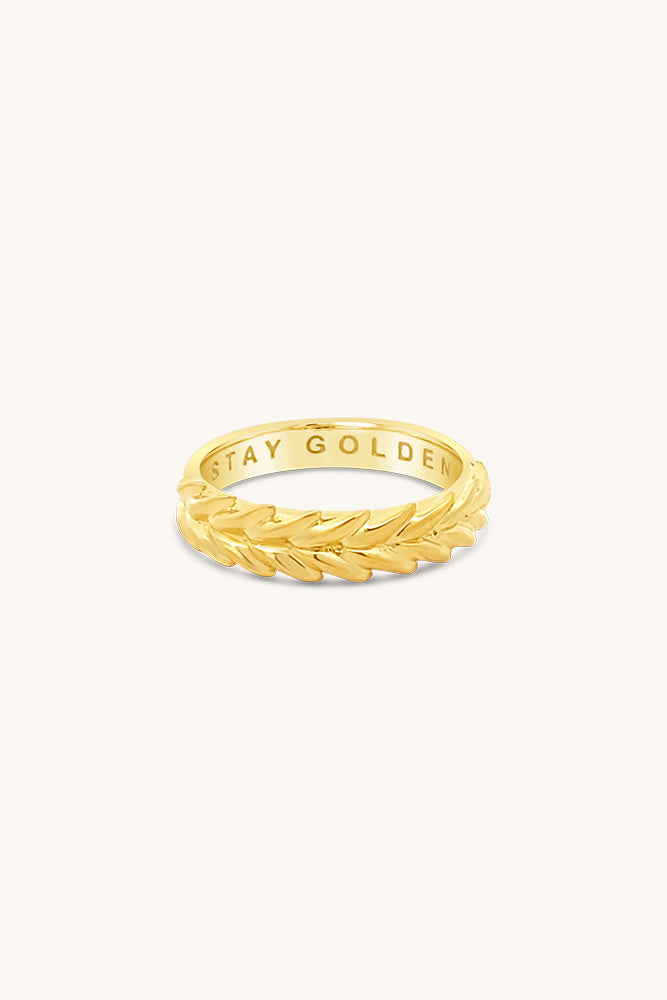 sierra winter stay golden harvest wheat thick gold band ring inscribed