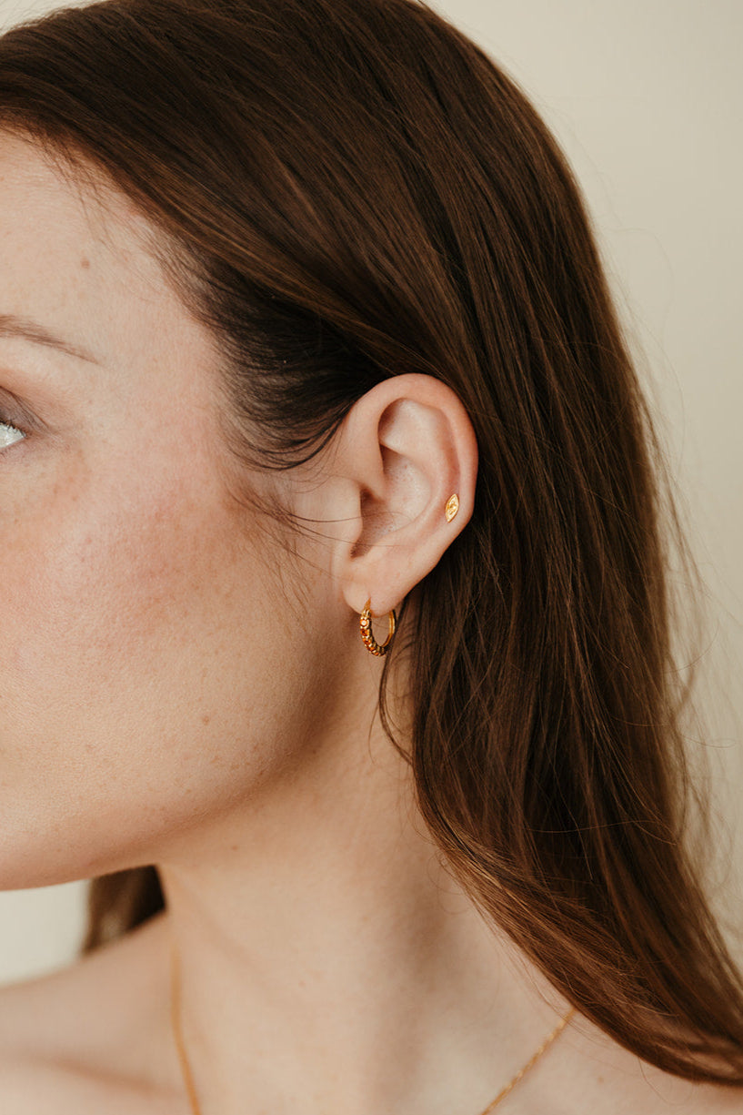 gold vermeil and citrine evil eye birthstone stud earrings
