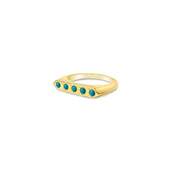 sierra winter gold turquoise constellation thin stacking band ring