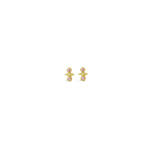 gold vermeil and pink sapphire Atlas Earrings sierra winter