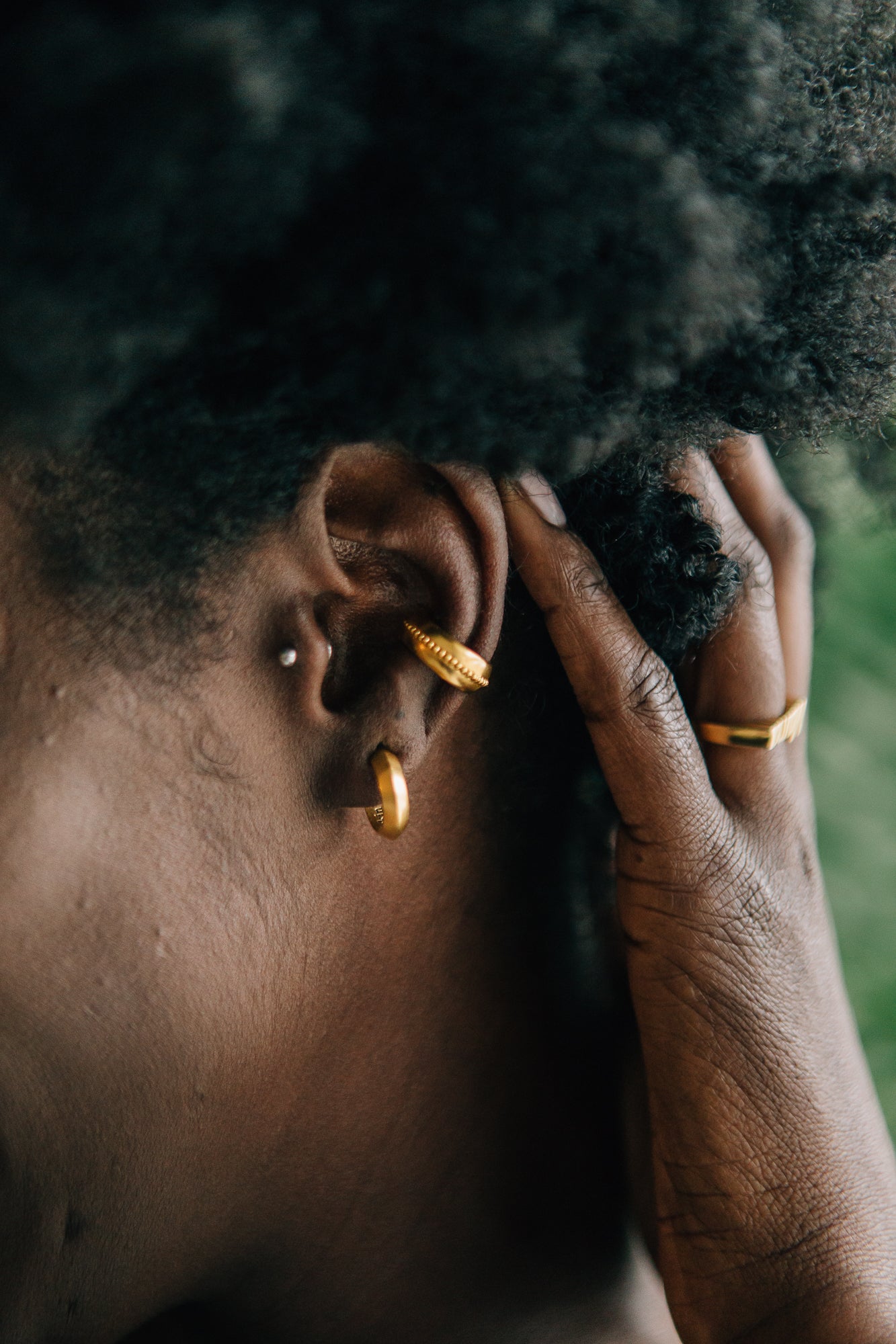 gold thick angled hoop earrings