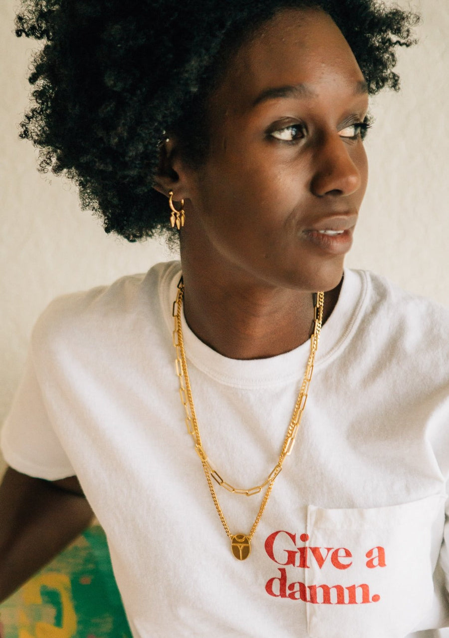 thick gold chain scarab pendant revival necklace sierra winter