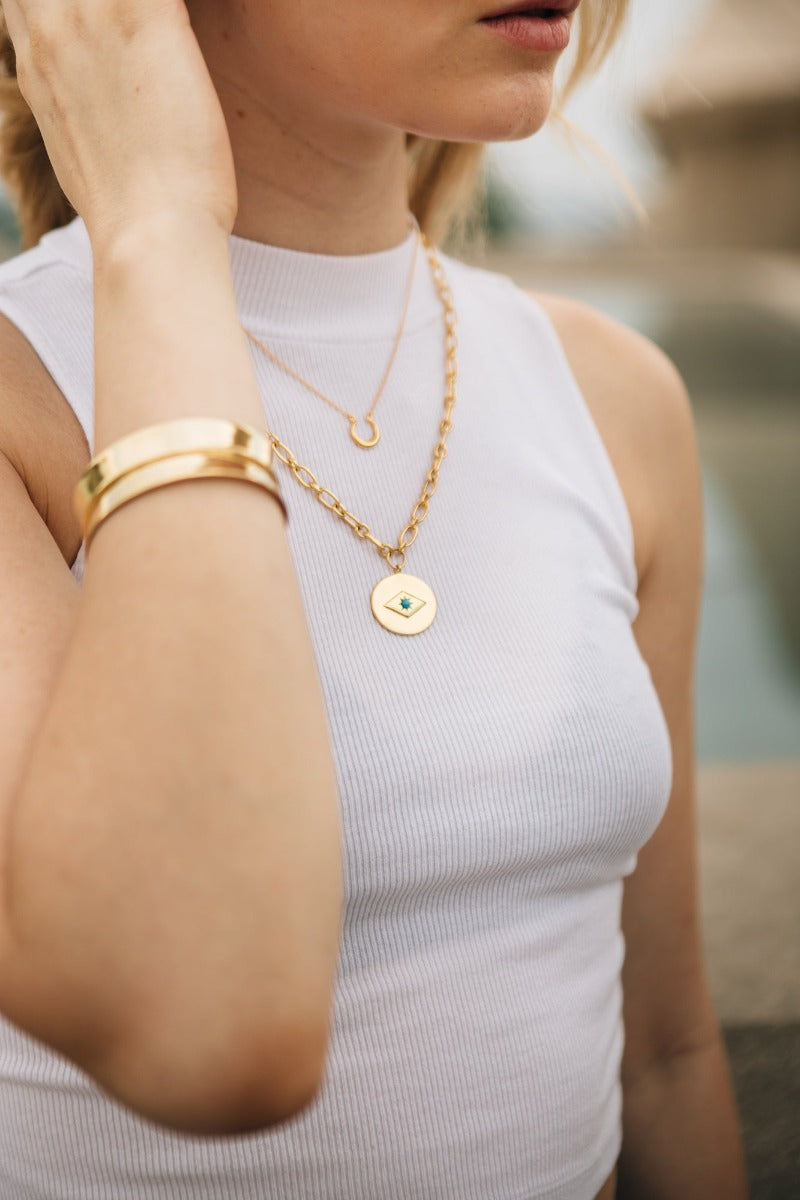 sierra winter eve gold chain necklace with turquoise