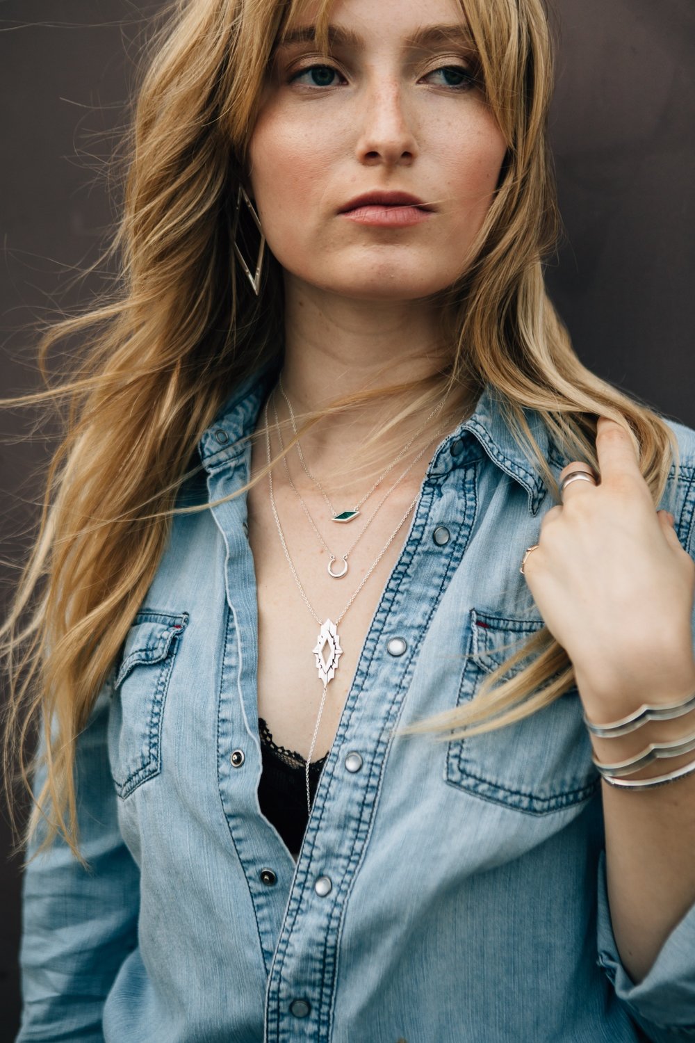 Astra Silver Lariat Necklace