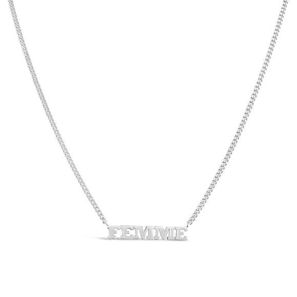 sierra winter silver femme script necklace