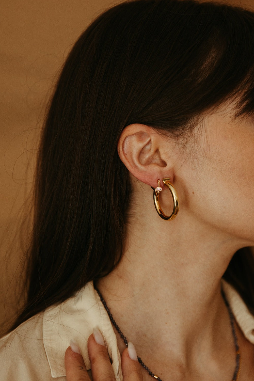 Sierra Winter Roundup gold vermeil hollow large hoop earrings
