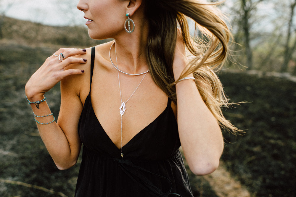 Astra Silver Lariat Necklace