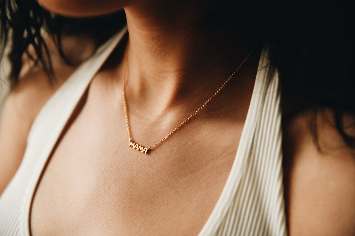 dainty gold necklace mama for moms
