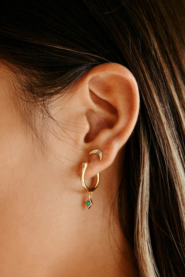 sierra winter crescent moon big sky gold stud earrings