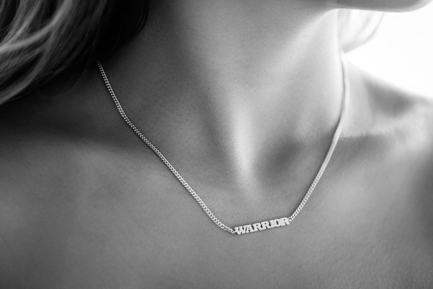 silver warrior word necklace sierra winter