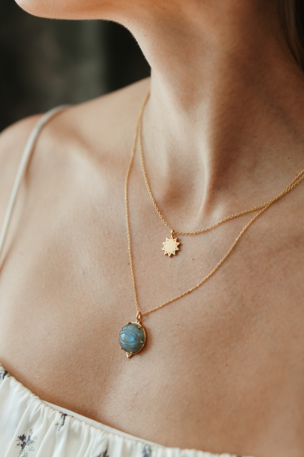 gold star inspired luster pendant necklace sierra winter