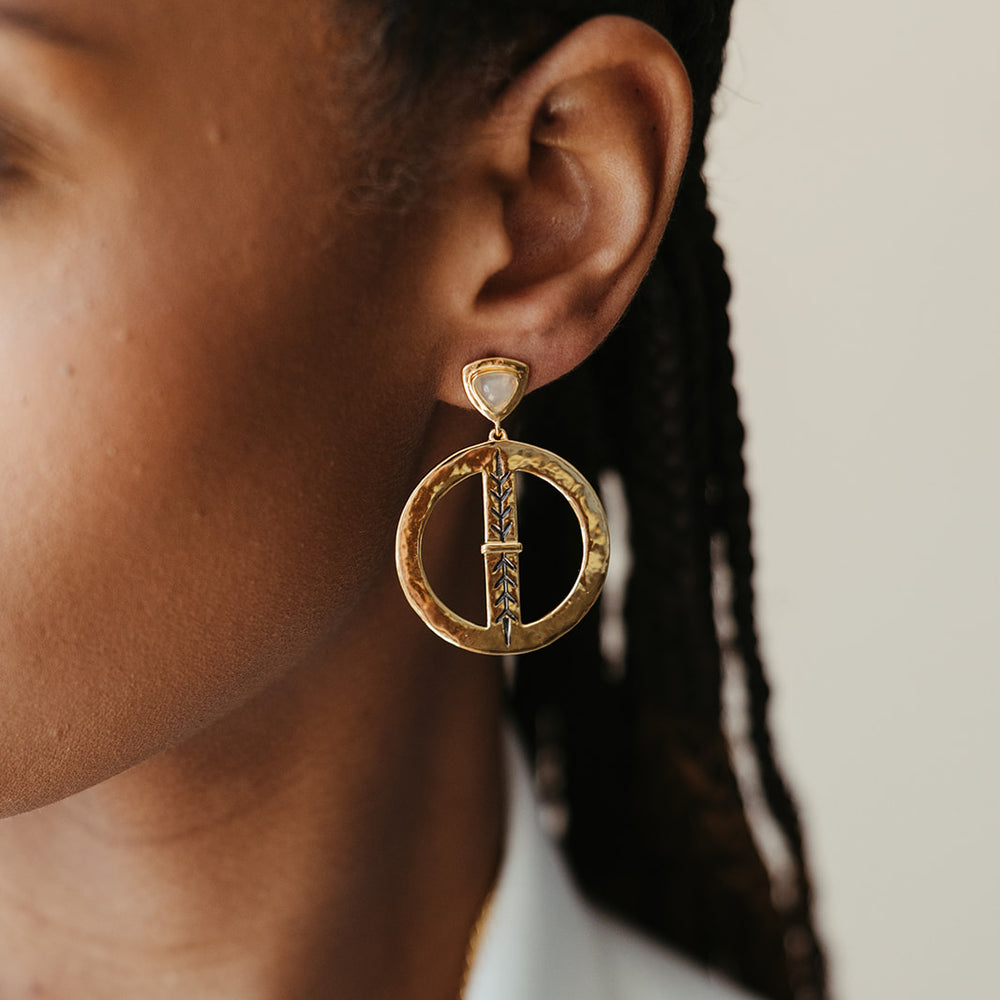 Sierra Winter Bluestem Gold & Opal Statement Earrings