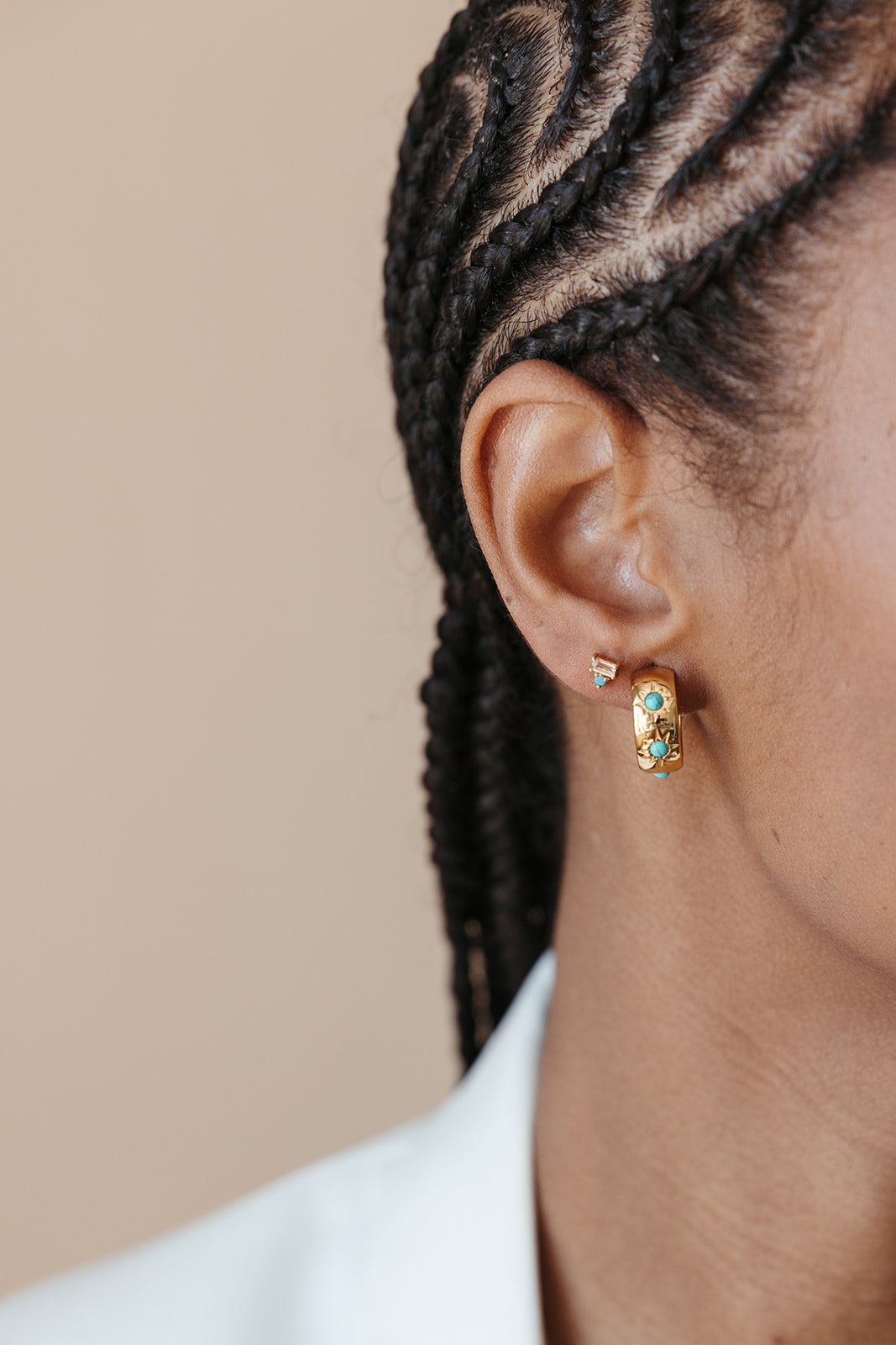 sierra winter gold and turquoise thick small eve hoops