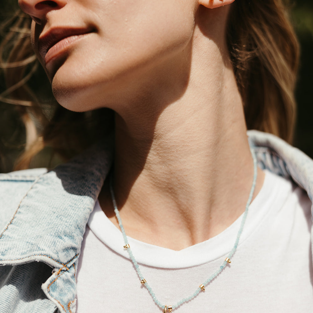 aurora aquamarine and gold beaded necklace sierra winter