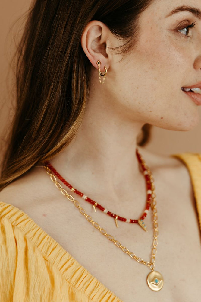 
                      
                        carnelian and gold beaded sundown necklace sierra winter
                      
                    