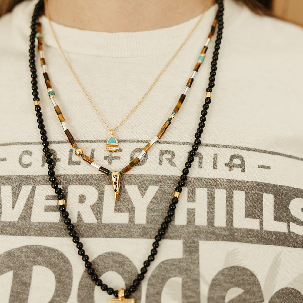 
                      
                        mixed metal tiger's eye turquoise beaded out west necklace
                      
                    