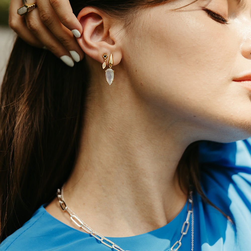 
                      
                        gold vermeil and rainbow moonstone moonlit drop earrings
                      
                    