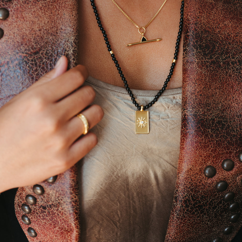 
                      
                        black agate and gold vermeil long beaded Cheyenne Necklace
                      
                    