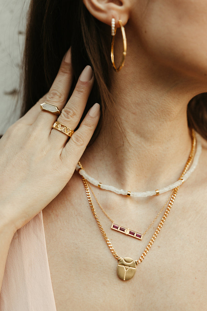 thick gold chain scarab pendant revival necklace sierra winter