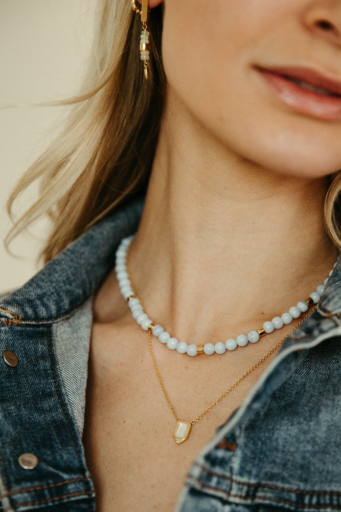 blue lace agate and gold vermeil larkspur beaded necklace sierra winter