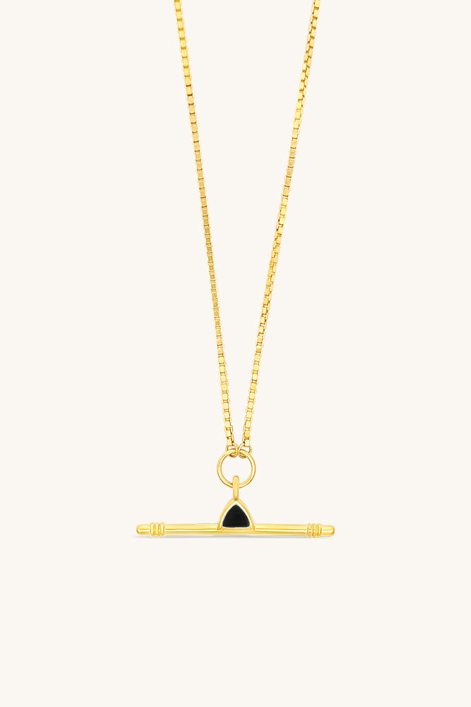 sierra winter gold box chain bar pendant 5 o'clock necklace