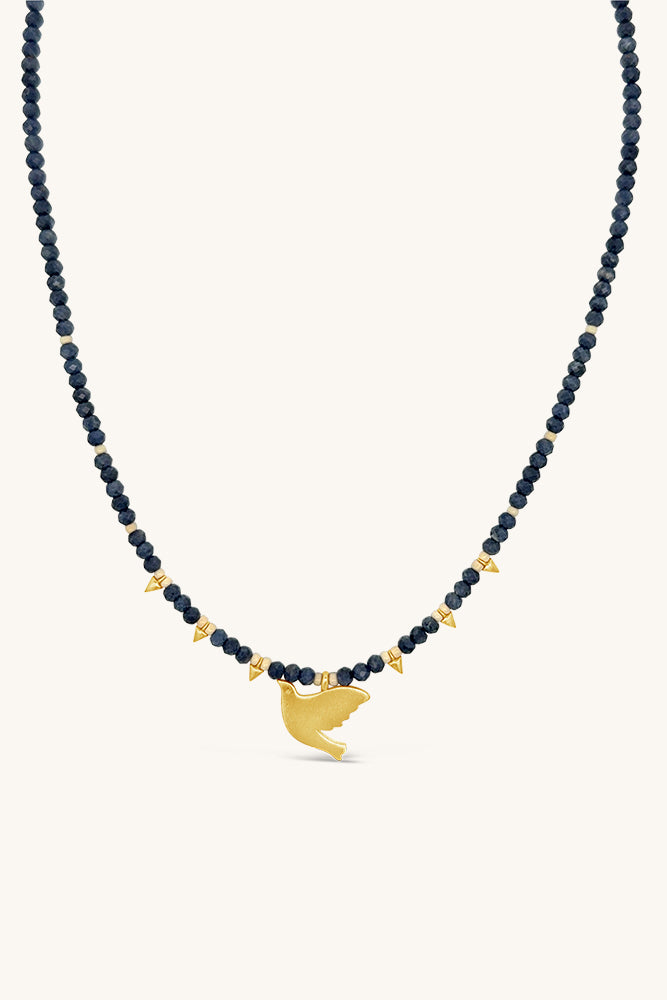 beaded blue sapphire birthstone gold handmade necklace sierra winter