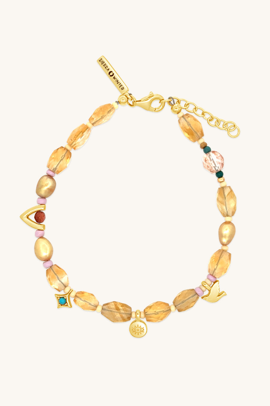 citrine and gold vermeil november birthstone handmade beaded bracelet