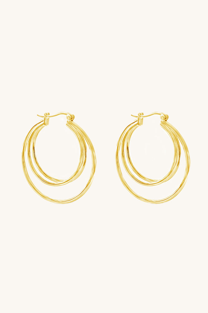 sierra winter jewelry american woman triple hoop earrings gold vermeil