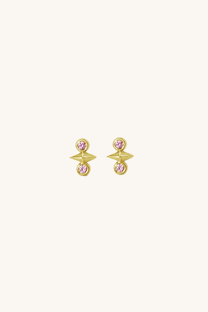 gold vermeil and pink sapphire Atlas Earrings sierra winter